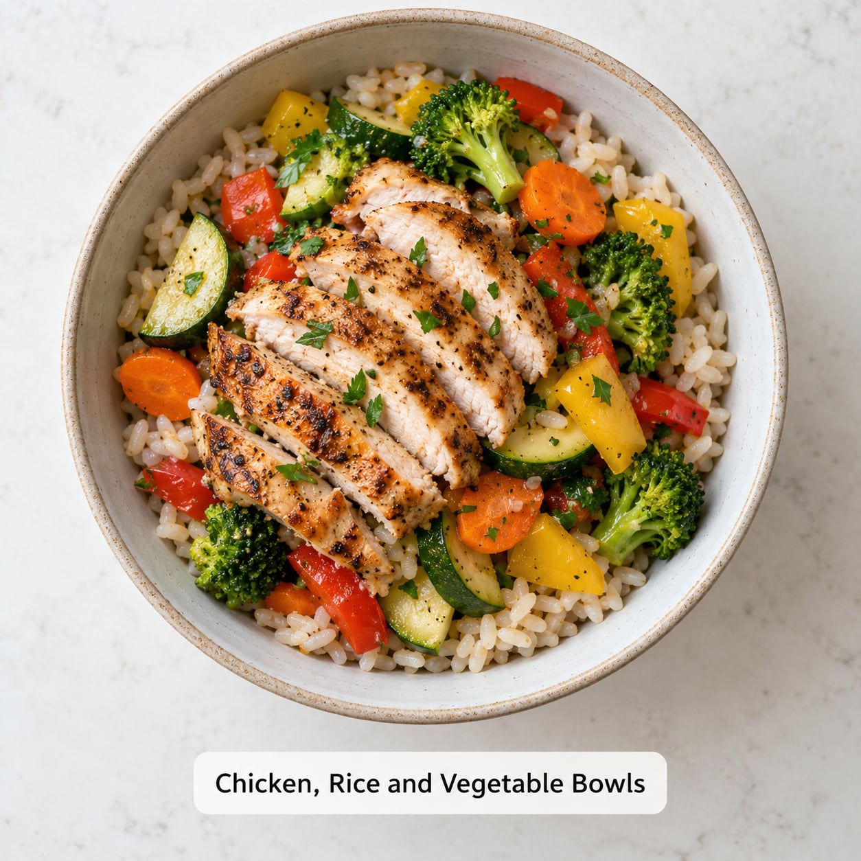 Chicken, Rice and Vegetable Bowls