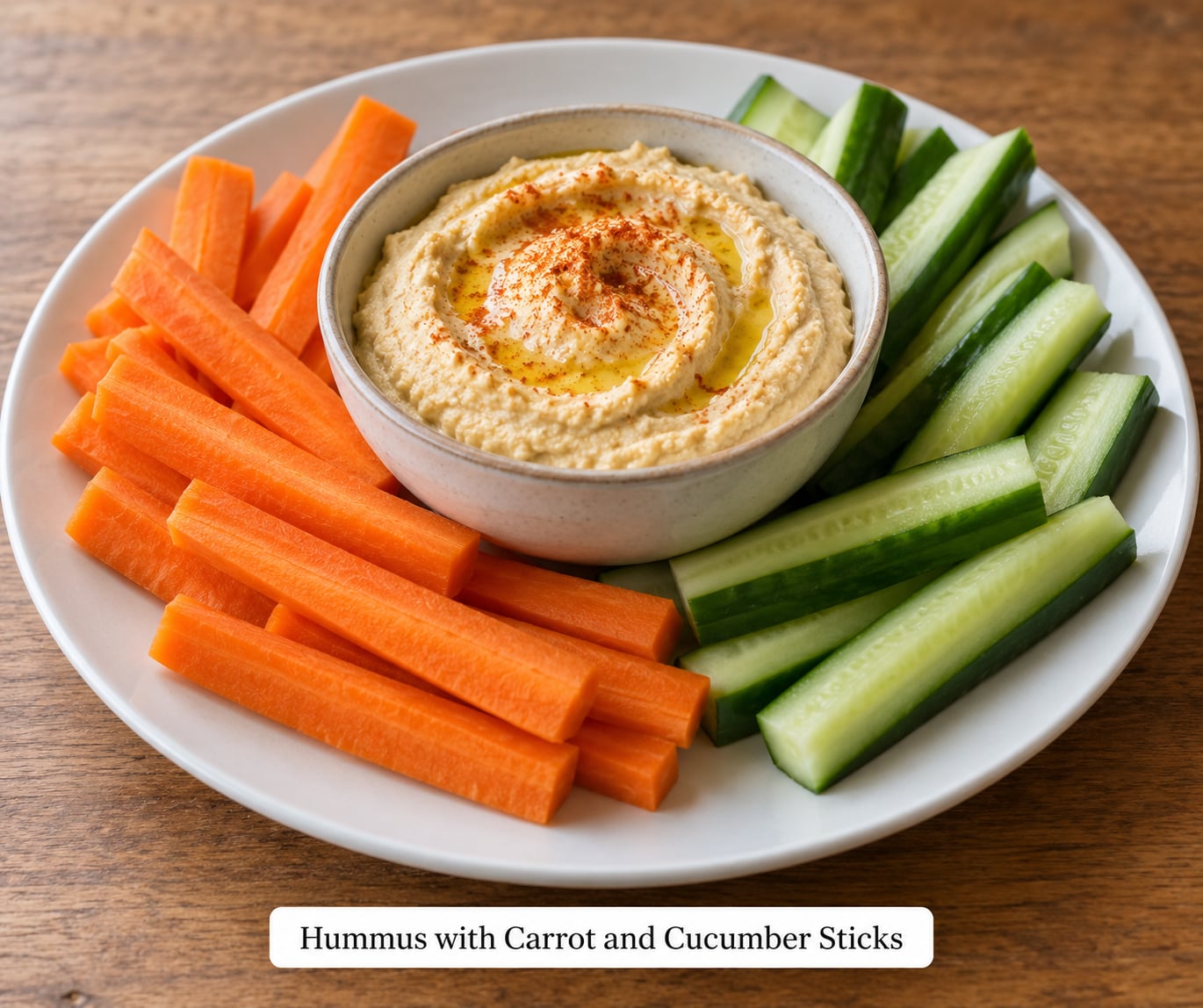 Hummus with Carrot and Cucumber Sticks