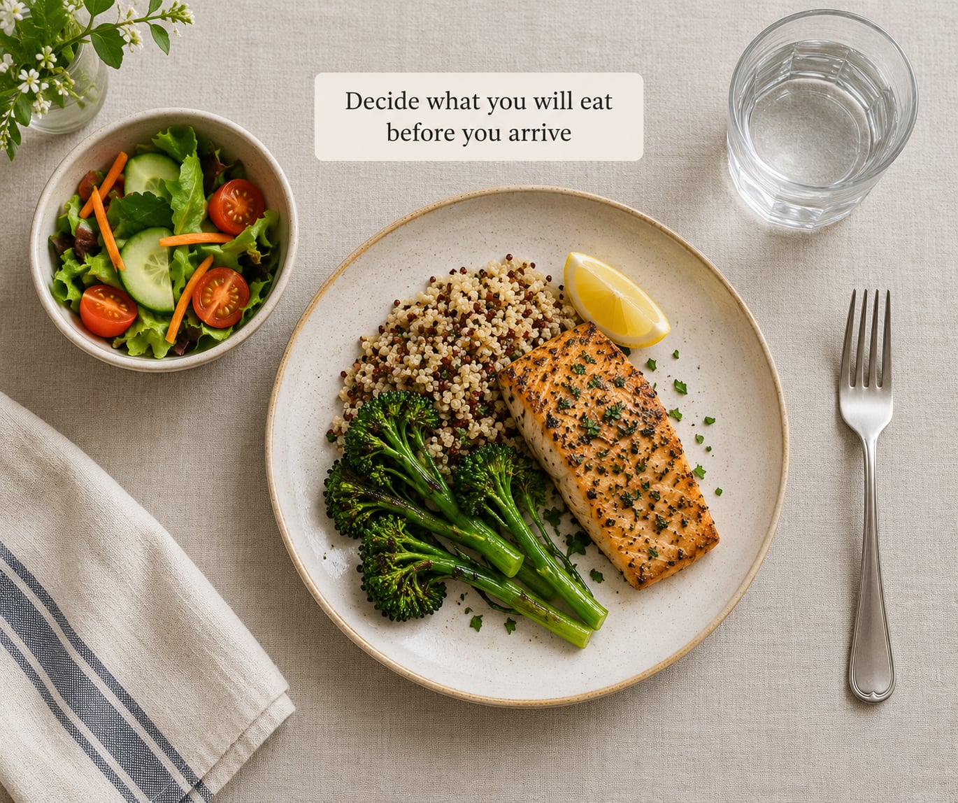 Decide what you will eat before you arrive