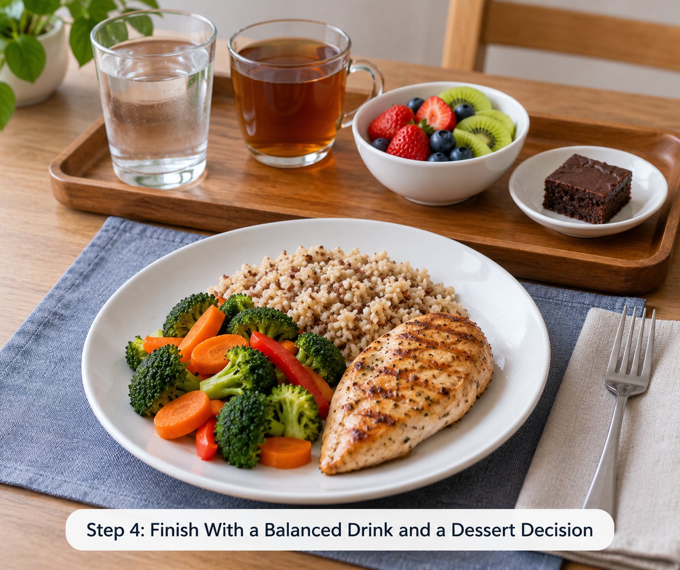 Step 4: Finish With a Balanced Drink and a Dessert Decision