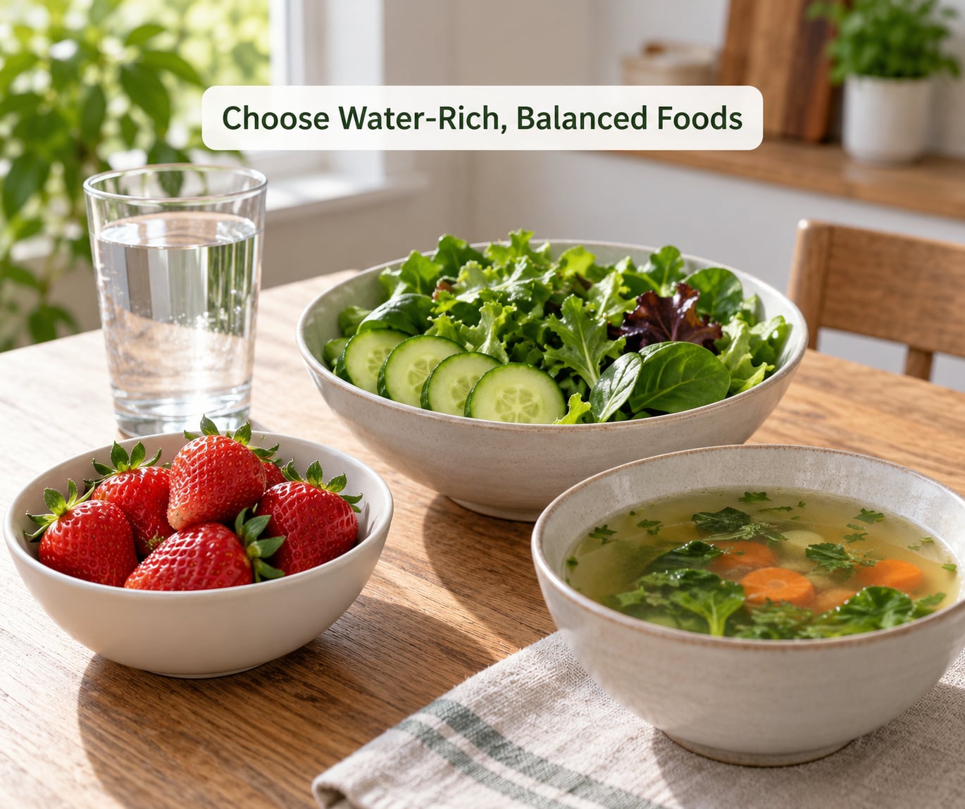 Choose Water-Rich, Balanced Foods