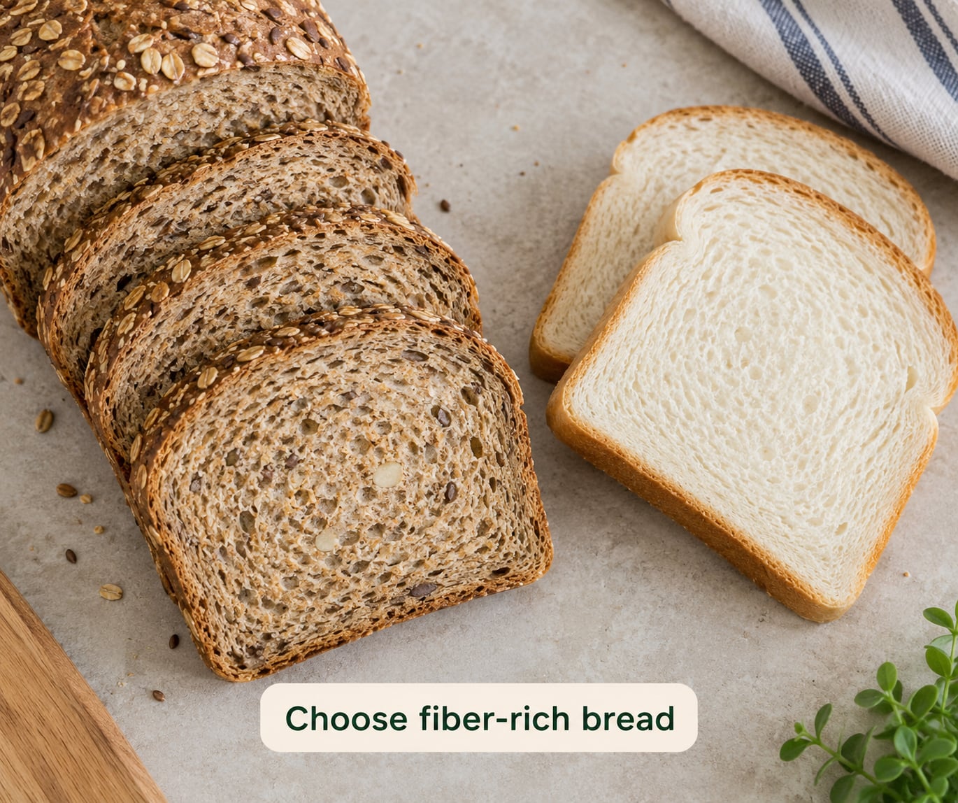 Choose fiber-rich bread