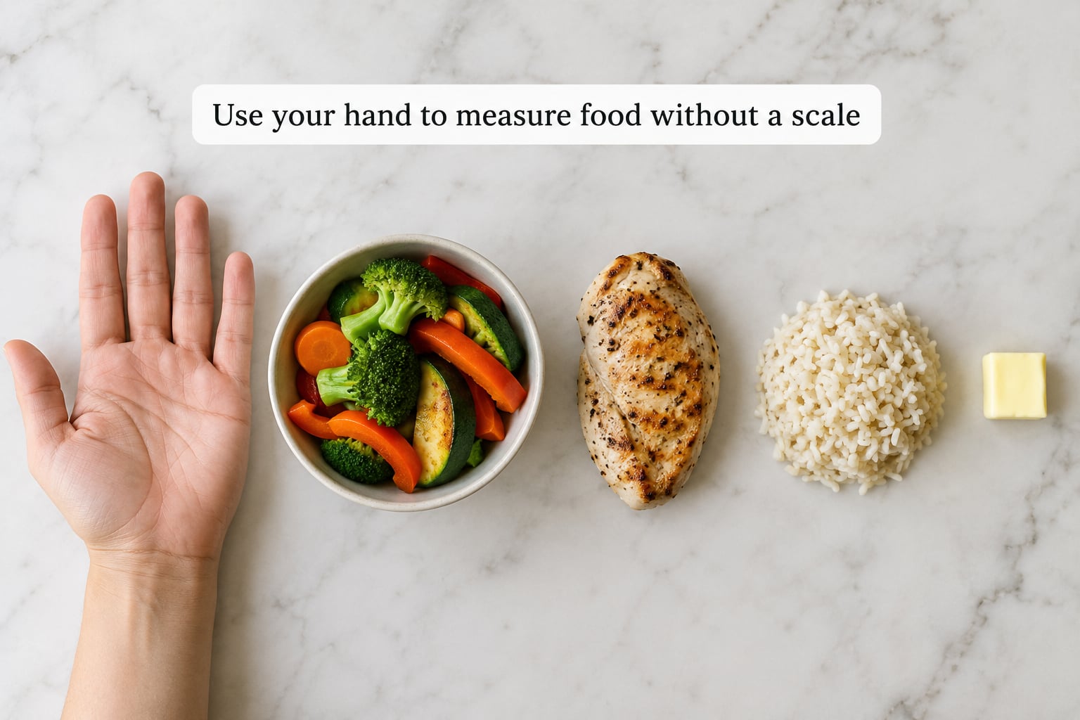 Use your hand to measure food without a scale